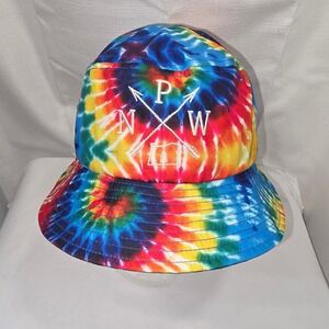 Freestyle PNW Oregon Tie Dye Bucket Hat Rainbow Festival Sun Cap Mens Womens